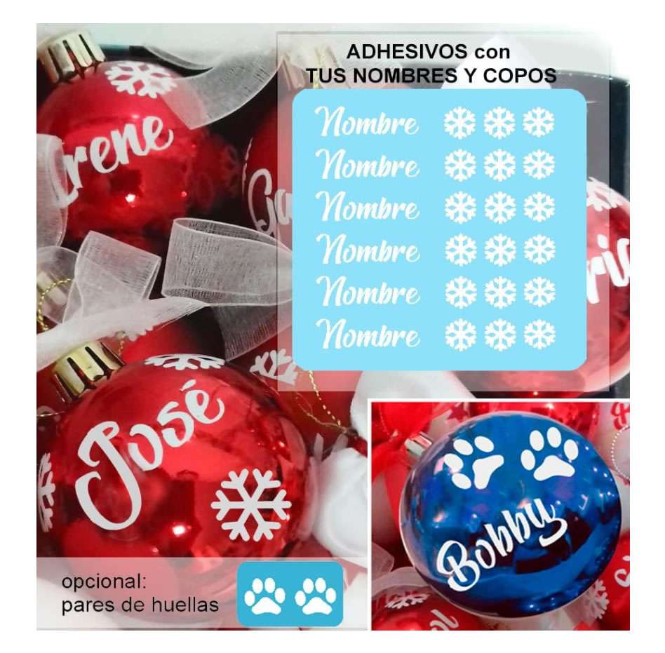 Adhesivos para personalizar las bolas de Navidad que ya tienes