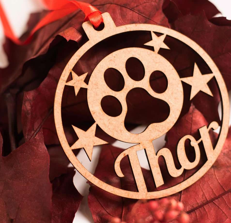 Decoración arbbol de Navidad nombre perro o gato