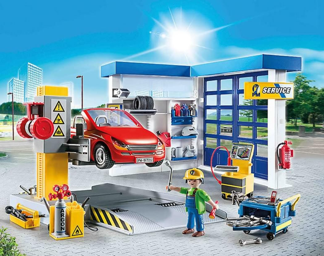 Taller mecánico coche playmobil